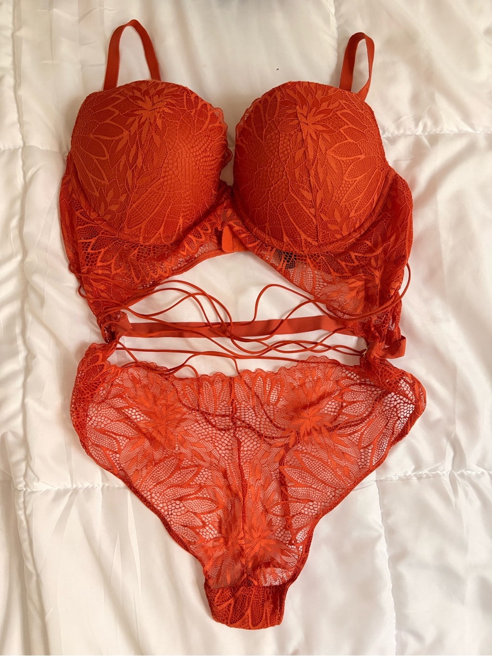 La SENZA Orange Lace Lingerie